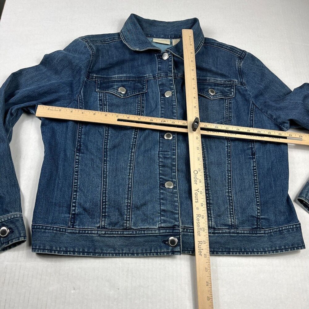 Chicos Womens Trucker Denim Jacket Blue Button Front Long Sleeve Classic 3 XL - Picture 5 of 12